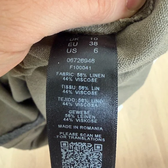 ASOS olive brown Button-Front Maxi Dress linen blend - Picture 4 of 5